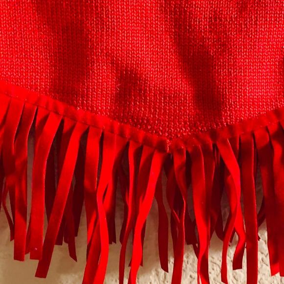 MICHAEL SIMON SPUN SILK Cotton RED Knitted Beaded FRINGEY VEST SML - Picture 10 of 13
